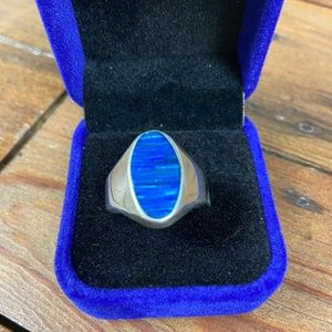 Blue Fire Opal sterling silver ring sz 7.5